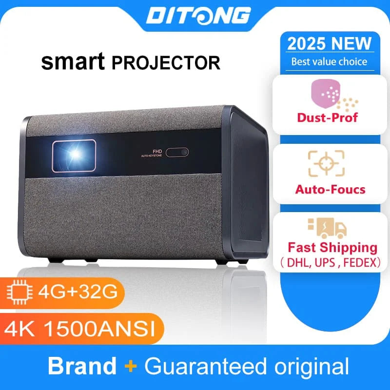 DITONG 2025 NEW  J10 projector Native 1080P Autofocus 4k HD video outdoor mobile phone Android smart home theater LED projector