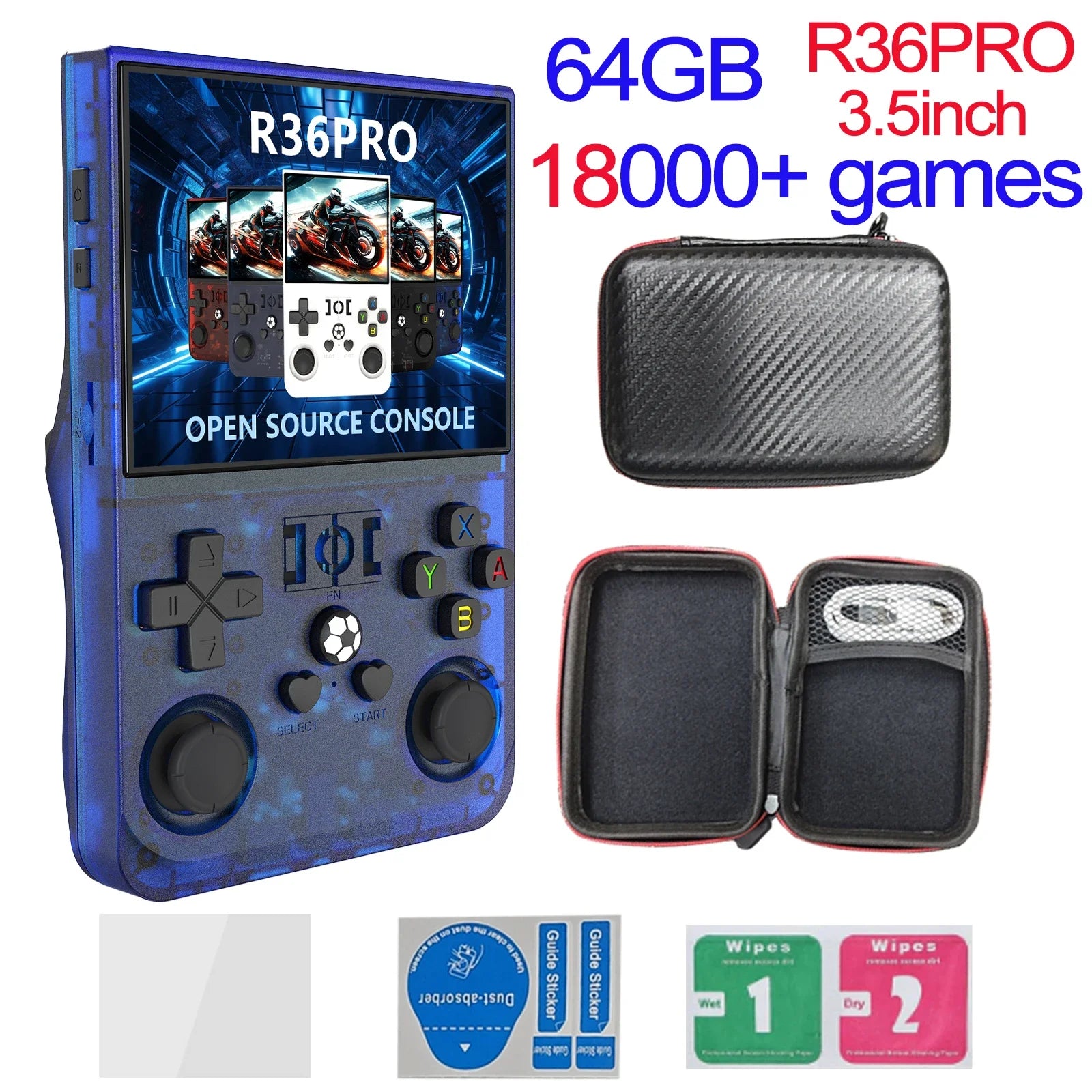 R36MAX Game Console 64GB 128GB 18000+GAMES Linux System 4.0inch K36 vs R36S 3.5inch Pocket Video Player No Download Required