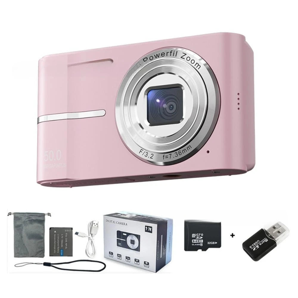 FHD 1080P Digital Cameras for Kids Boys Girls Compact Digital Point and Shoot Camera with 16X Zoom 32GB Card Small Kids Camera