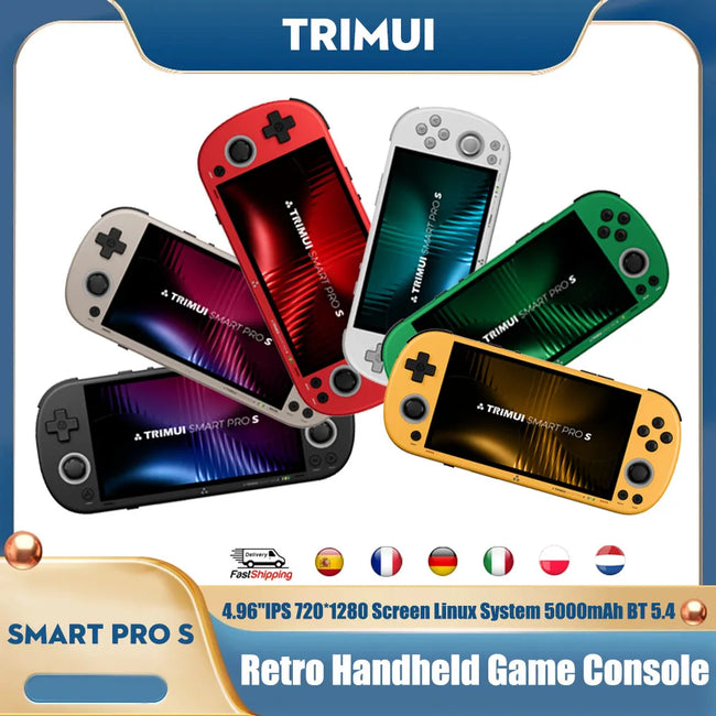 Trimui Smart Pro S Handheld Game Console 4.96''IPS 720*1280 Screen Linux System RGB Joystick 5000mAh BT 5.4 Retro Video Player Hover Image