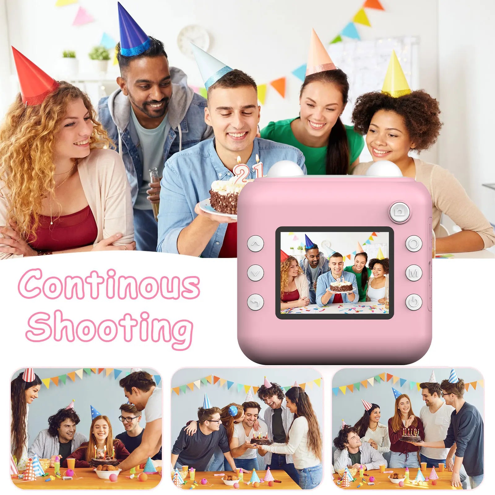 Kids Camera Instant Print, Children Digital Camera, 1080P Kids Instant Cameras That Print Photos, Christmas Birthday Gifts