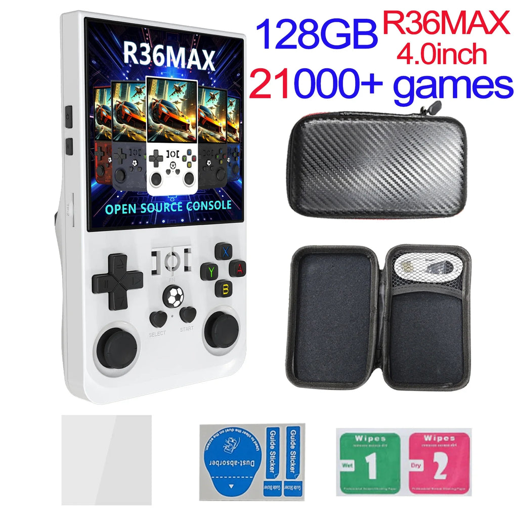 R36MAX Game Console 64GB 128GB 18000+GAMES Linux System 4.0inch K36 vs R36S 3.5inch Pocket Video Player No Download Required