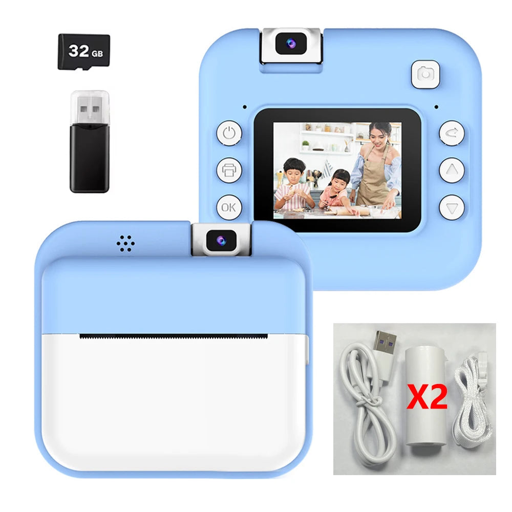 Children Digital Camera Photography Instant Print Camera for Kids Thermal Print Camera Photo Printing Video Toys With 32G Card