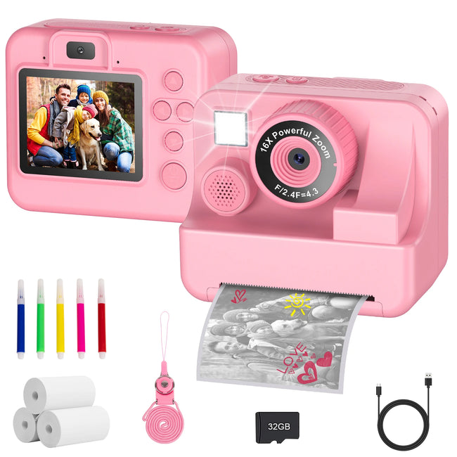 New Bee H16 Kids Instant Print Camera 1080P HD Dual Lens Selfie 32GB Digital Camera for Girls Boys Christmas Birthday Gifts Toys Main Image