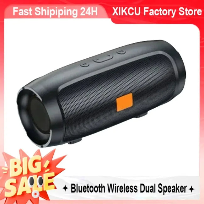 XIKCU Portable Dual Bluetooth Speaker Stereo Outdoor Tfusb Playback Fm Voice Broadcasting Portable Subwoofer 50 Wireless Speaker Hover Image