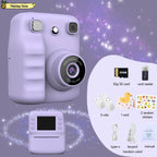 Cute Purple Kids Photo Camera Printer with Game Mini Digital Video Child Instant Print Camera 4-12 Years Kids Girls Boyes Gifts