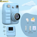 Cute Purple Kids Photo Camera Printer with Game Mini Digital Video Child Instant Print Camera 4-12 Years Kids Girls Boyes Gifts