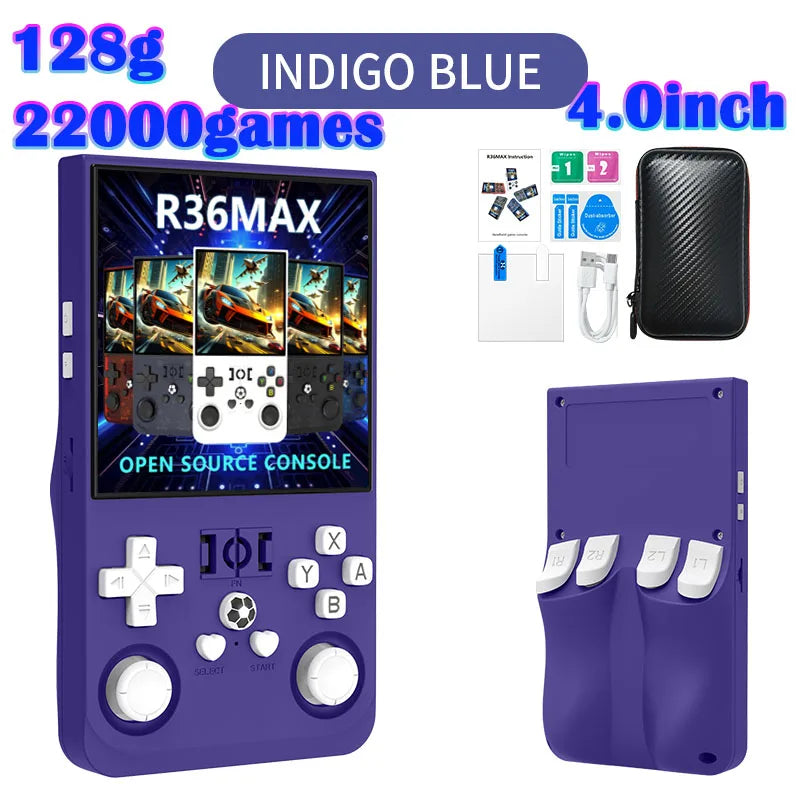 R36MAX Game Console 64GB 128GB 18000+GAMES Linux System 4.0inch K36 vs R36S 3.5inch Pocket Video Player No Download Required
