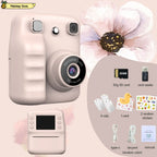 Cute Purple Kids Photo Camera Printer with Game Mini Digital Video Child Instant Print Camera 4-12 Years Kids Girls Boyes Gifts