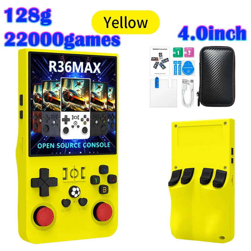 R36MAX Game Console 64GB 128GB 18000+GAMES Linux System 4.0inch K36 vs R36S 3.5inch Pocket Video Player No Download Required
