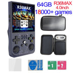 R36MAX Game Console 64GB 128GB 18000+GAMES Linux System 4.0inch K36 vs R36S 3.5inch Pocket Video Player No Download Required