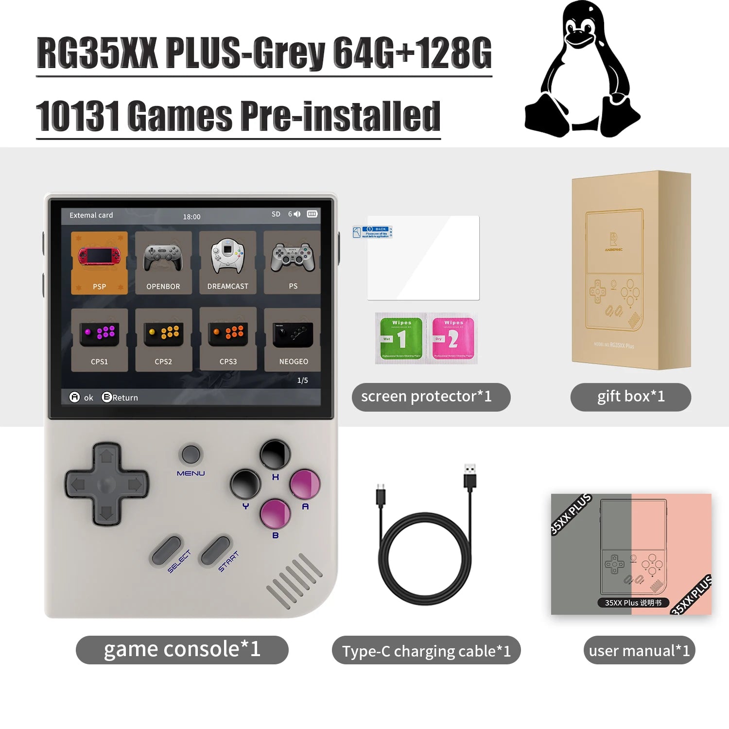 ANBERNIC RG35XX RG35XX PLUS Retro Handheld Game PlayerBuilt-in 64G TF 5000+ Classic Games Support-HDMI TV Portable Game Player