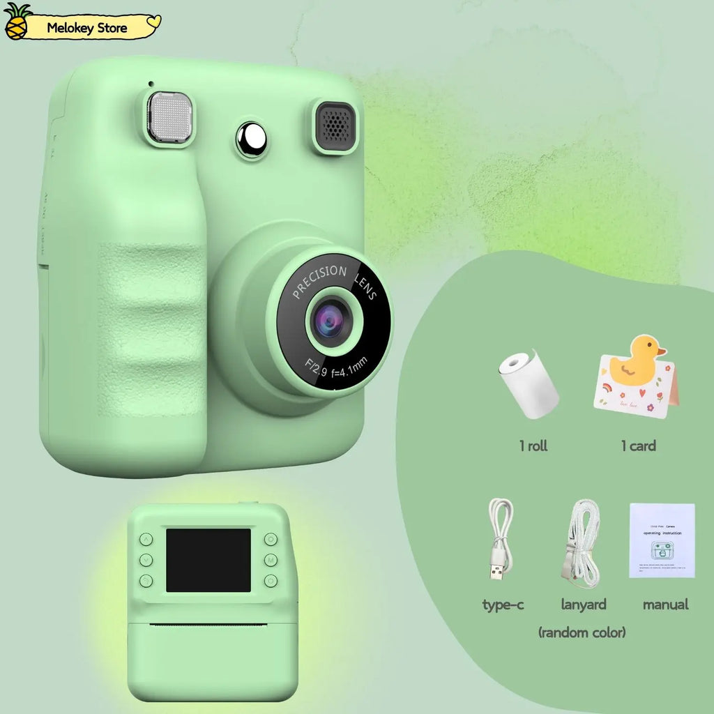 Cute Purple Kids Photo Camera Printer with Game Mini Digital Video Child Instant Print Camera 4-12 Years Kids Girls Boyes Gifts