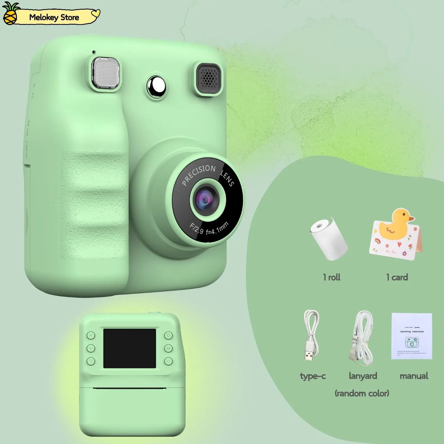 Cute Purple Kids Photo Camera Printer with Game Mini Digital Video Child Instant Print Camera 4-12 Years Kids Girls Boyes Gifts