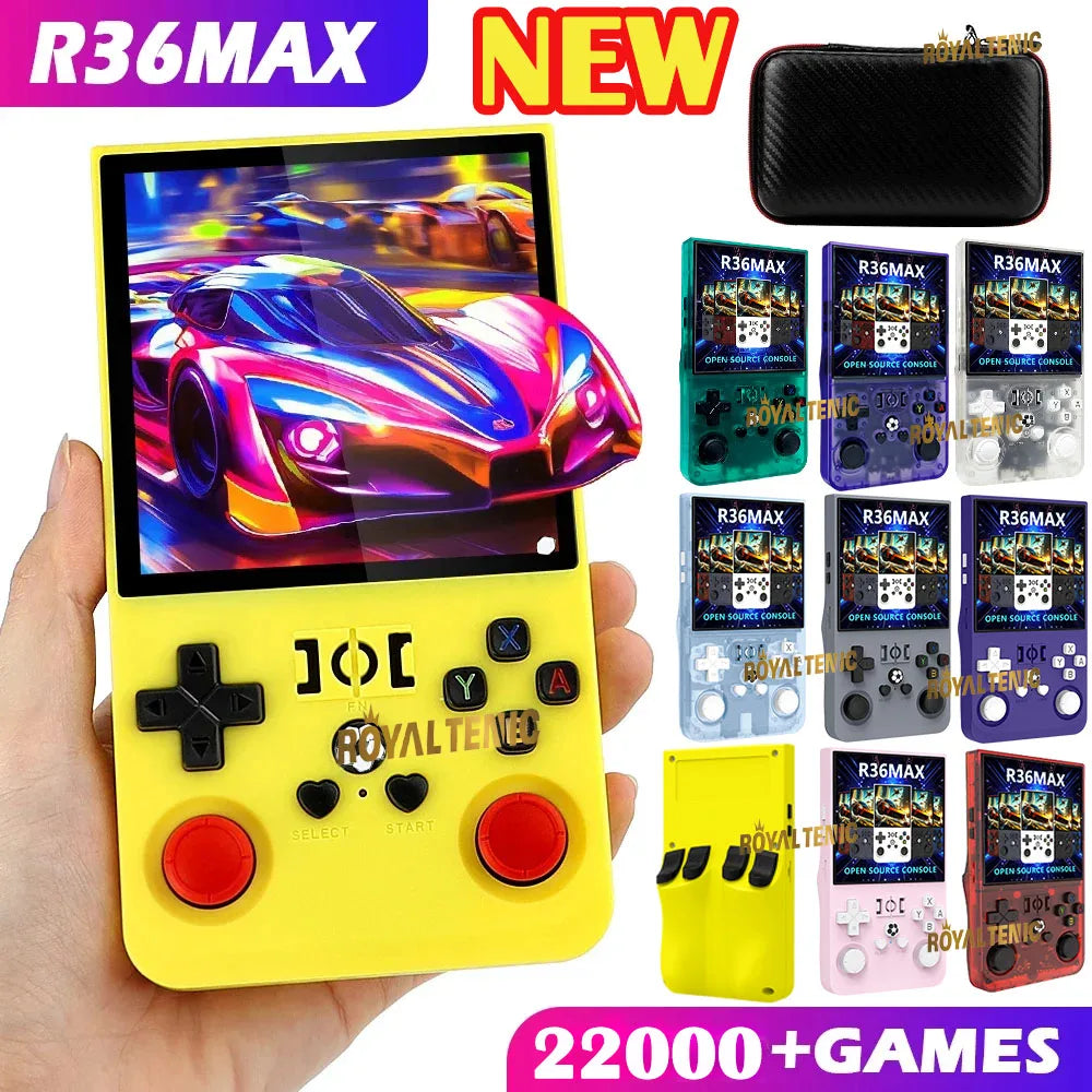 R36MAX Game Console 64GB 128GB 18000+GAMES Linux System 4.0inch K36 vs R36S 3.5inch Pocket Video Player No Download Required