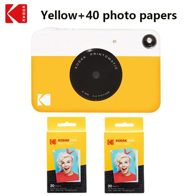 KODAK Printomatic Brand New Digital Instant Printing Camera ZINK Inkless Printing Color Photo Paper Printing Flash+40 Films Set