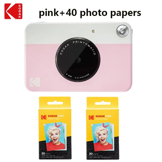KODAK Printomatic Brand New Digital Instant Printing Camera ZINK Inkless Printing Color Photo Paper Printing Flash+40 Films Set