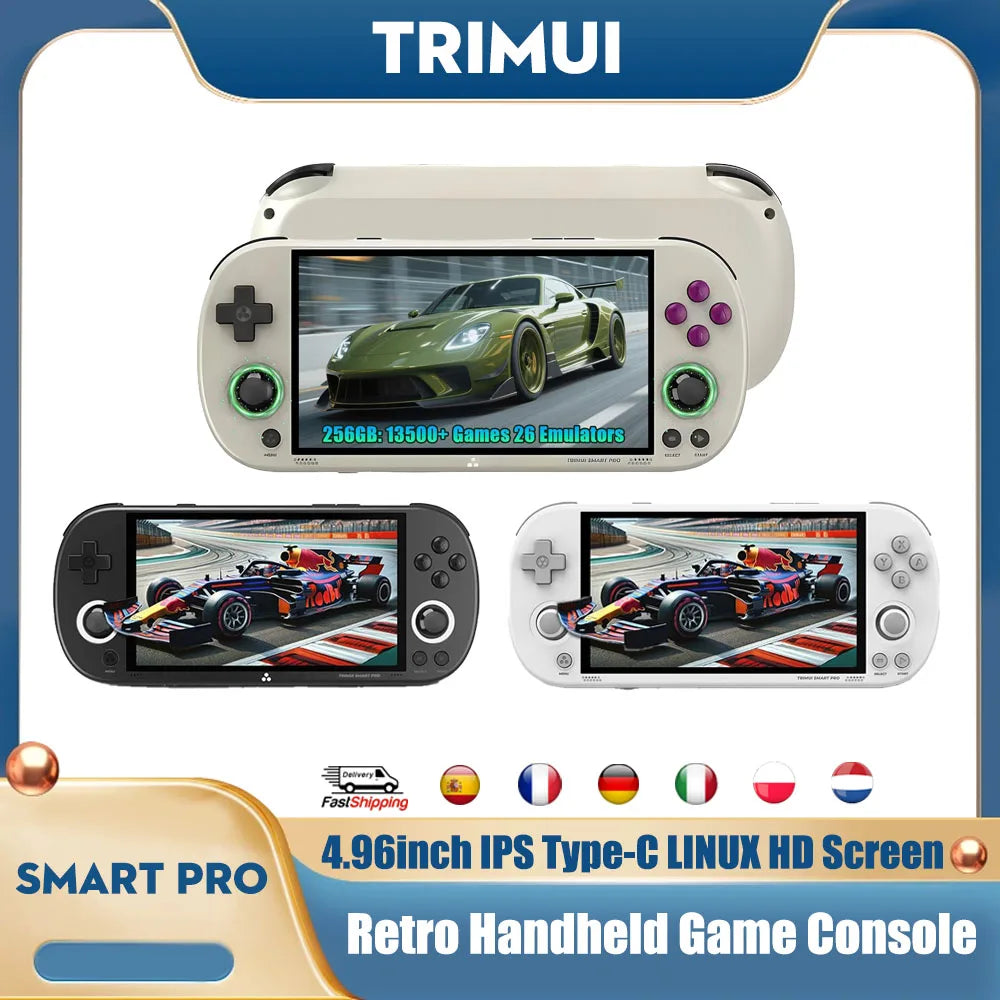 Trimui Smart Pro Portable Retro Arcade Game Console 4.96inch IPS Handheld Game Console Type-C LINUX HD Screen Smart Video Player