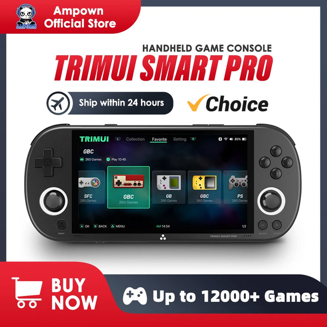 Trimui Smart Pro Handheld Game Console 4.96''IPS Screen Linux System Joystick RGB Lighting Smartpro Retro Video Game Player Gift Hover Image