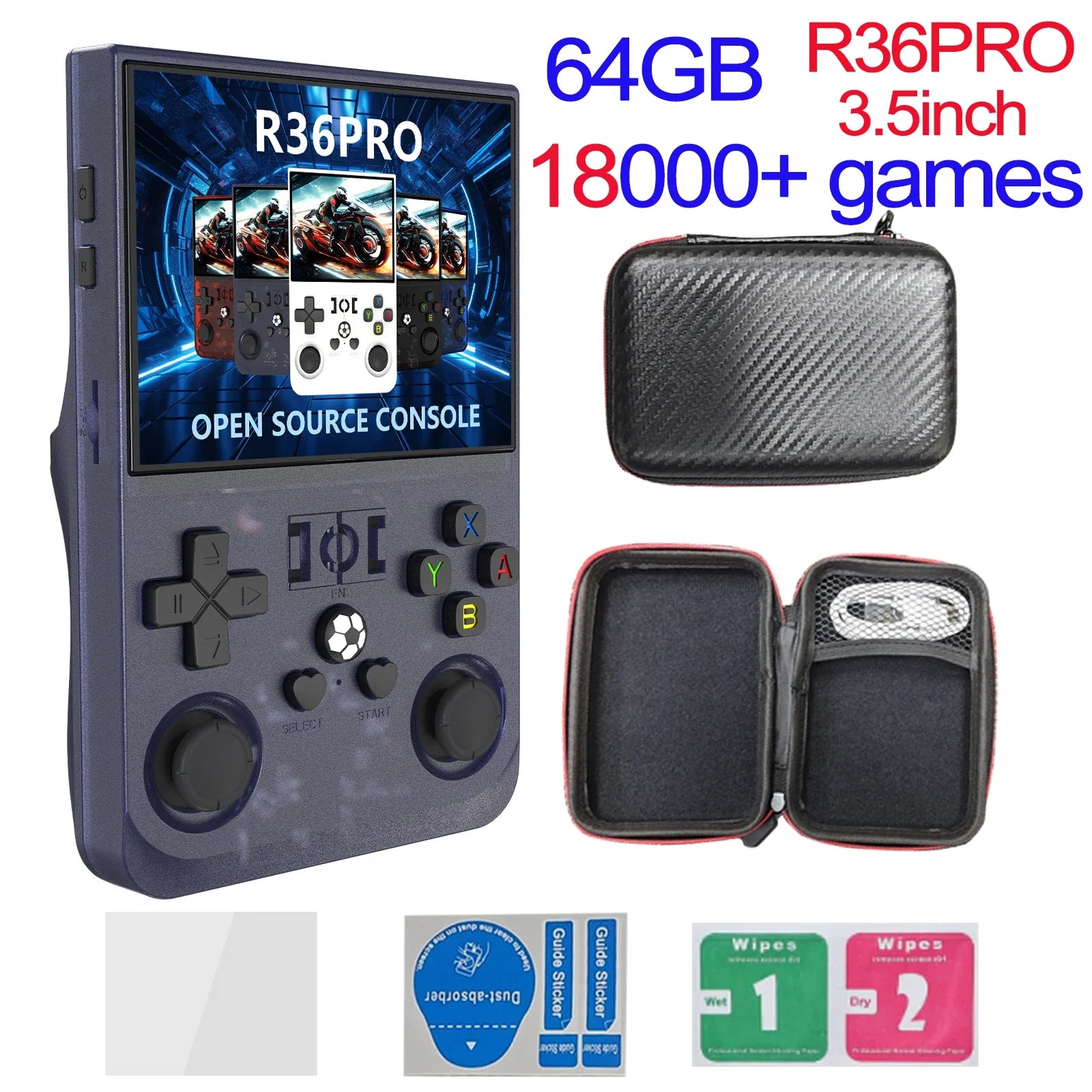 R36MAX Game Console 64GB 128GB 18000+GAMES Linux System 4.0inch K36 vs R36S 3.5inch Pocket Video Player No Download Required