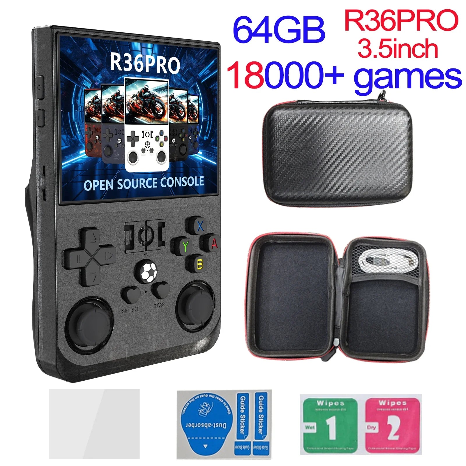 R36MAX Game Console 64GB 128GB 18000+GAMES Linux System 4.0inch K36 vs R36S 3.5inch Pocket Video Player No Download Required
