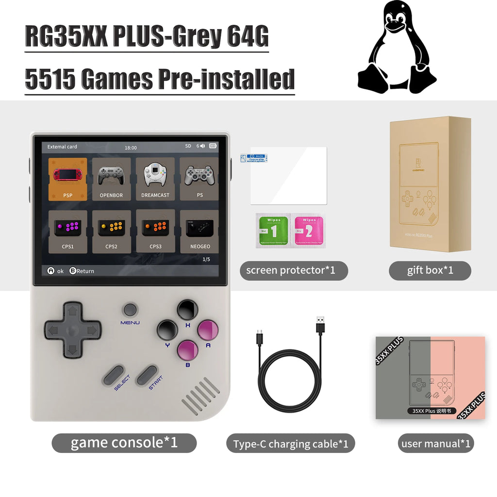 ANBERNIC RG35XX RG35XX PLUS Retro Handheld Game PlayerBuilt-in 64G TF 5000+ Classic Games Support-HDMI TV Portable Game Player