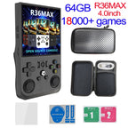 R36MAX Game Console 64GB 128GB 18000+GAMES Linux System 4.0inch K36 vs R36S 3.5inch Pocket Video Player No Download Required