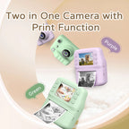 Cute Purple Kids Photo Camera Printer with Game Mini Digital Video Child Instant Print Camera 4-12 Years Kids Girls Boyes Gifts