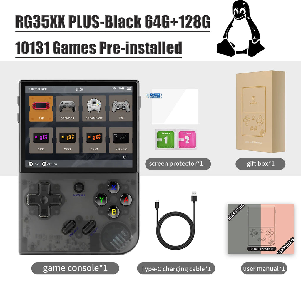 ANBERNIC RG35XX RG35XX PLUS Retro Handheld Game PlayerBuilt-in 64G TF 5000+ Classic Games Support-HDMI TV Portable Game Player