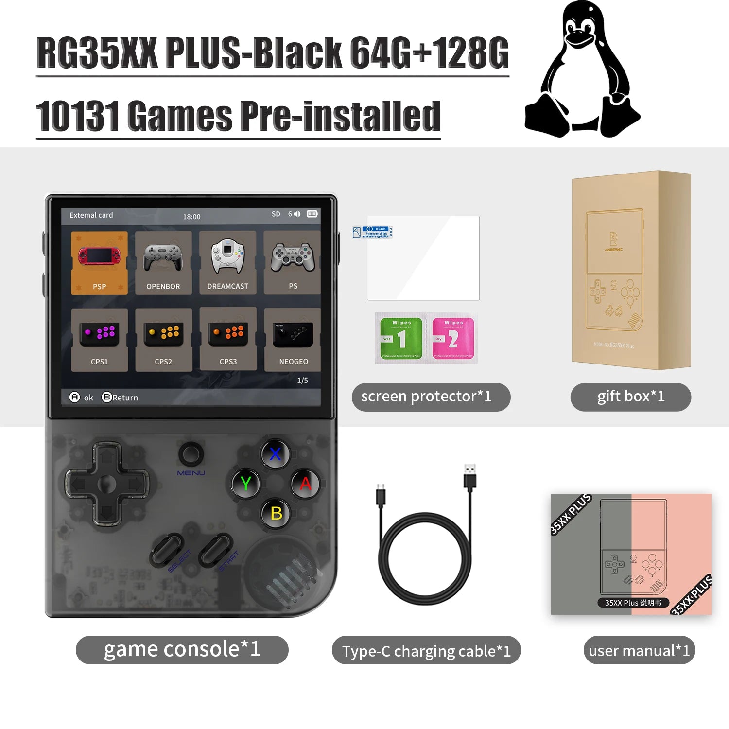 ANBERNIC RG35XX RG35XX PLUS Retro Handheld Game PlayerBuilt-in 64G TF 5000+ Classic Games Support-HDMI TV Portable Game Player