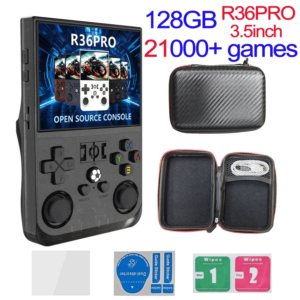 R36MAX Game Console 64GB 128GB 18000+GAMES Linux System 4.0inch K36 vs R36S 3.5inch Pocket Video Player No Download Required