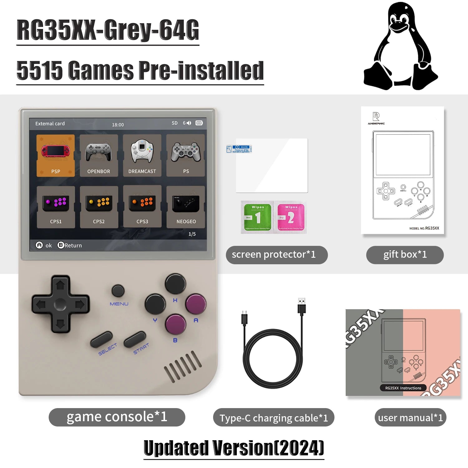 ANBERNIC RG35XX RG35XX PLUS Retro Handheld Game PlayerBuilt-in 64G TF 5000+ Classic Games Support-HDMI TV Portable Game Player