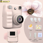 Cute Purple Kids Photo Camera Printer with Game Mini Digital Video Child Instant Print Camera 4-12 Years Kids Girls Boyes Gifts
