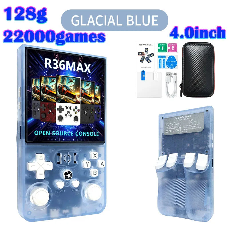 R36MAX Game Console 64GB 128GB 18000+GAMES Linux System 4.0inch K36 vs R36S 3.5inch Pocket Video Player No Download Required