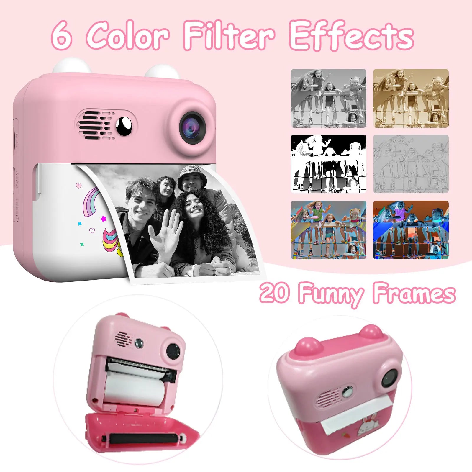 Kids Camera Instant Print, Children Digital Camera, 1080P Kids Instant Cameras That Print Photos, Christmas Birthday Gifts