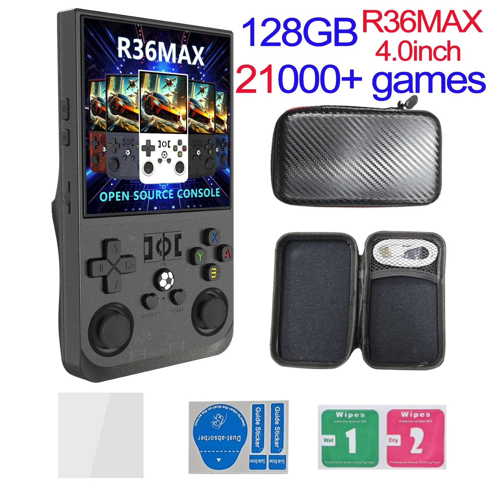 R36MAX Game Console 64GB 128GB 18000+GAMES Linux System 4.0inch K36 vs R36S 3.5inch Pocket Video Player No Download Required