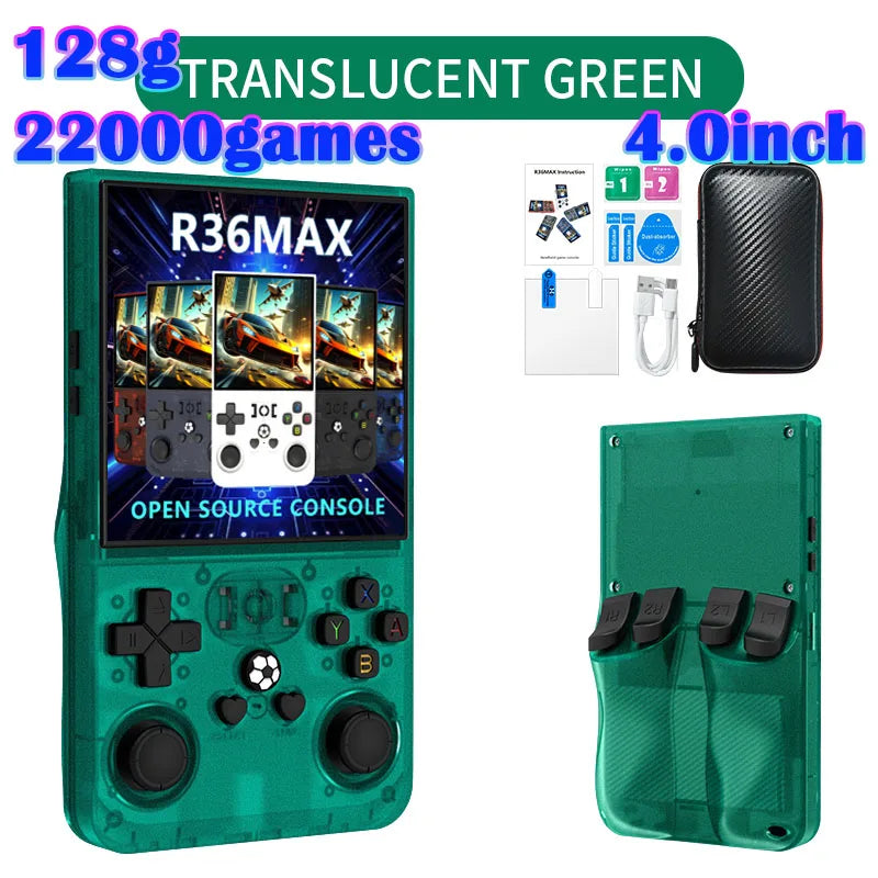 R36MAX Game Console 64GB 128GB 18000+GAMES Linux System 4.0inch K36 vs R36S 3.5inch Pocket Video Player No Download Required