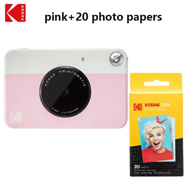 KODAK Printomatic Brand New Digital Instant Printing Camera ZINK Inkless Printing Color Photo Paper Printing Flash+40 Films Set