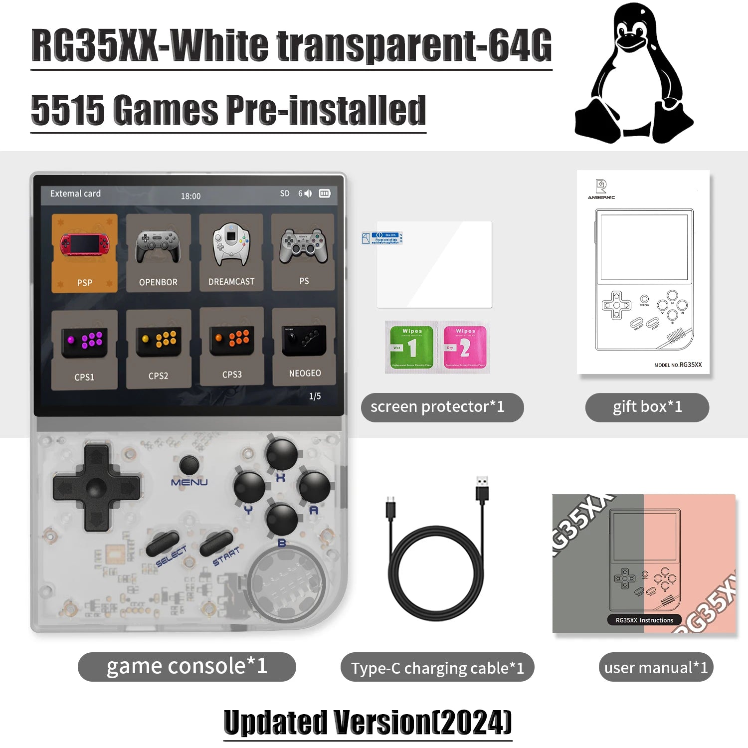 ANBERNIC RG35XX RG35XX PLUS Retro Handheld Game PlayerBuilt-in 64G TF 5000+ Classic Games Support-HDMI TV Portable Game Player